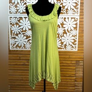Green racer back dress with embroidery